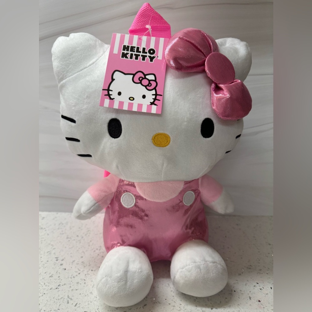 Hello Kitty Girls pink Plush Backpack for Kids - 13”
with pink Adjustable Strap